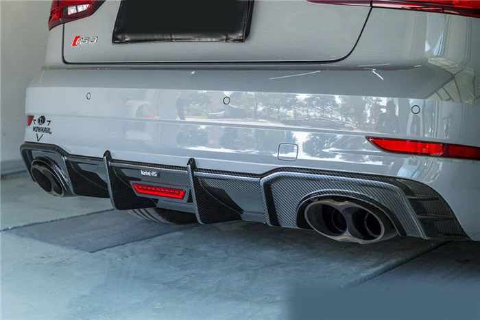 AERO CARBON - Audi RS3 B9 (2018-2020) CARBON FIBRE REAR DIFFUSER WITH BRAKE LIGHT Aero Carbon UK