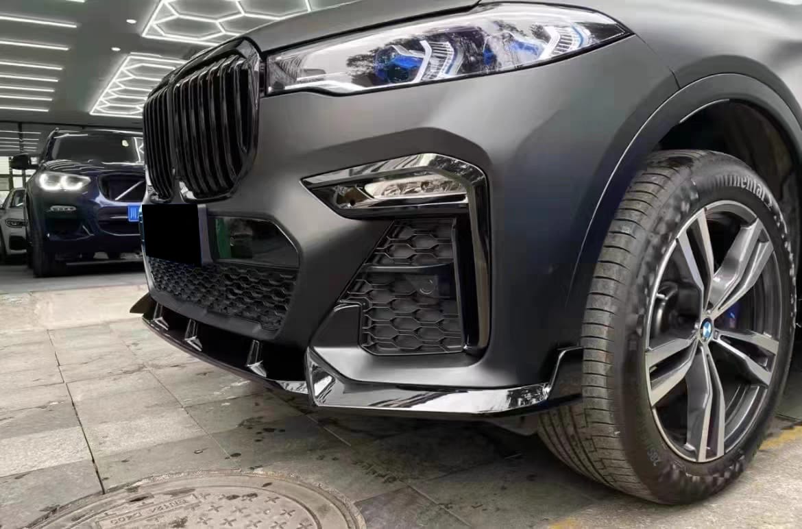 AERO CARBON - BMW X7 G07 GLOSSY BLACK FRONT LIP MP STYLE - Aero Carbon UK