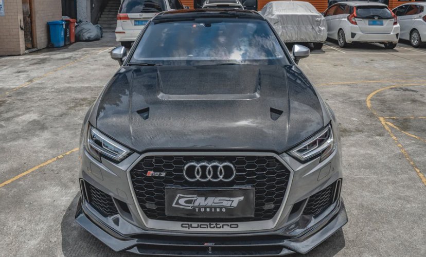 CMST - AUDI RS3 S3 A3 8V CARBON FIBRE BONNET HOOD V4 - Aero Carbon UK