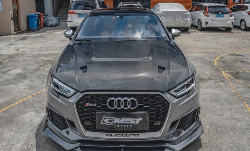 CMST - AUDI RS3 S3 A3 8V CARBON FIBRE BONNET HOOD V4 - Aero Carbon UK