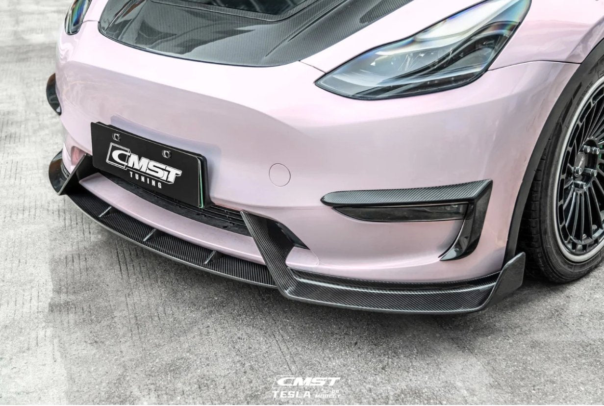 CMST - TESLA MODEL Y CARBON FIBRE FRONT LIP V4 - Aero Carbon UK