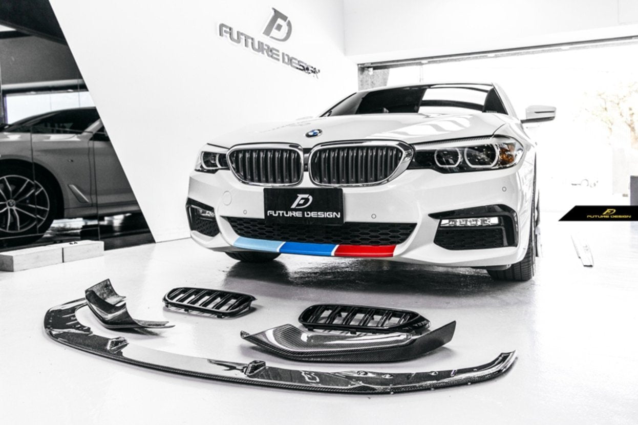 FUTURE DESIGN - BMW 5 SERIES G30 PRE LCI CARBON FIBRE FRONT LIP ( MP STYLE ) - Aero Carbon UK