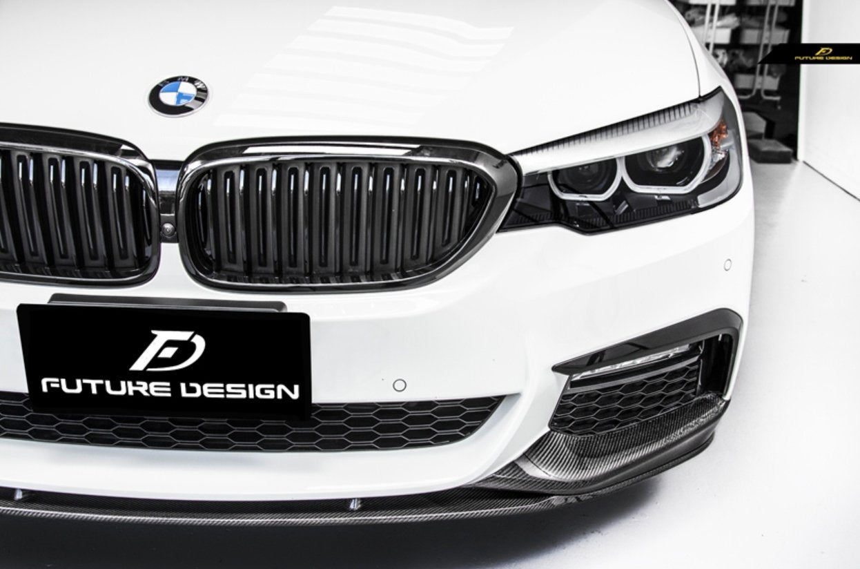 FUTURE DESIGN - BMW 5 SERIES G30 PRE LCI CARBON FIBRE FRONT LIP ( MP STYLE ) - Aero Carbon UK