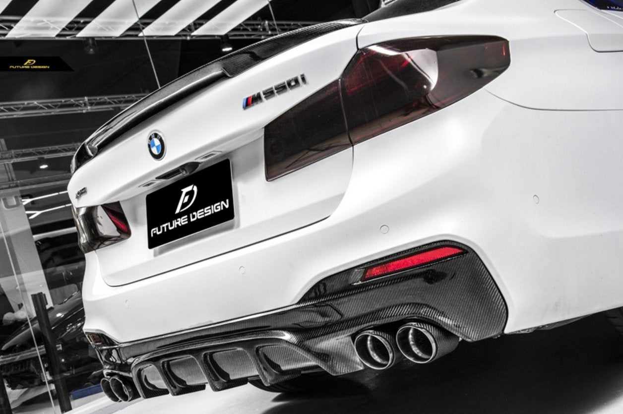 FUTURE DESIGN - BMW 5 SERIES G30 PRE LCI CARBON FIBRE REAR DIFFUSER ( FD STYLE ) - Aero Carbon UK