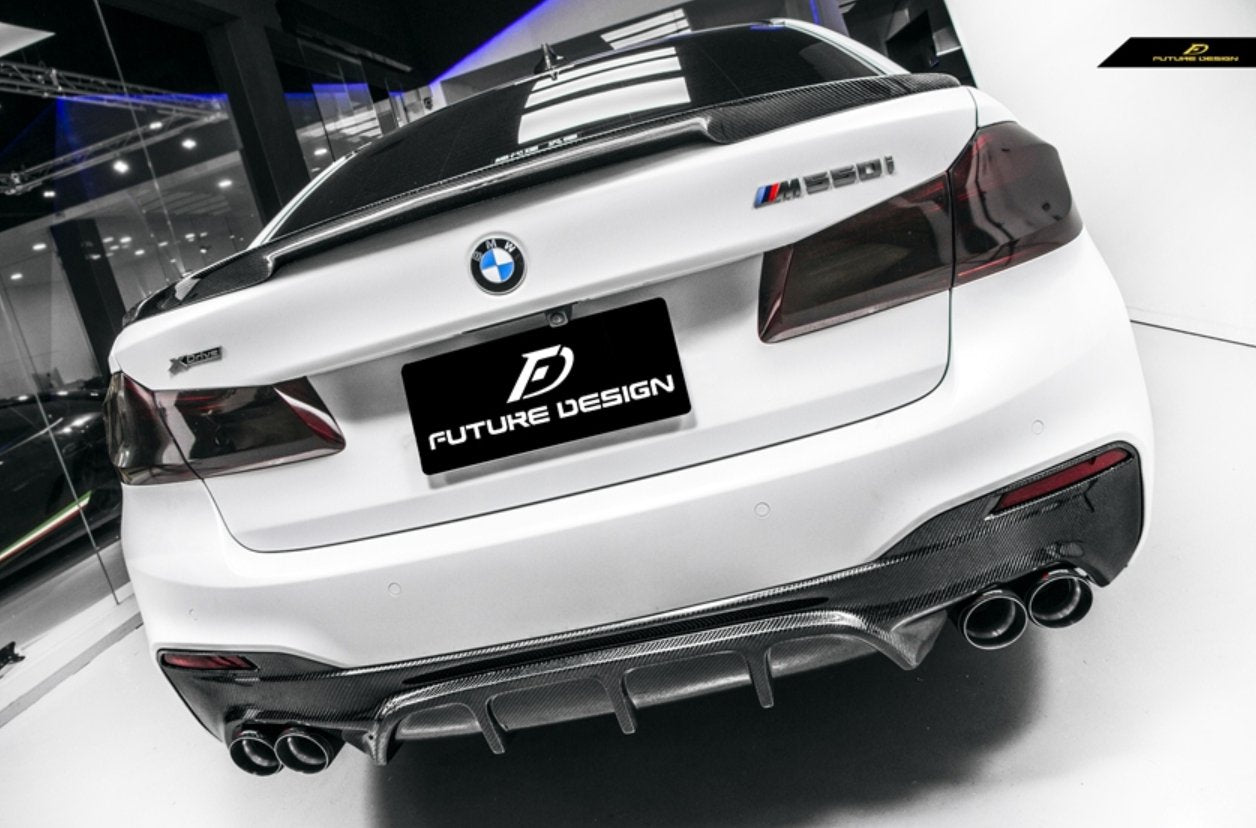 FUTURE DESIGN - BMW 5 SERIES G30 PRE LCI CARBON FIBRE REAR DIFFUSER ( FD STYLE ) - Aero Carbon UK