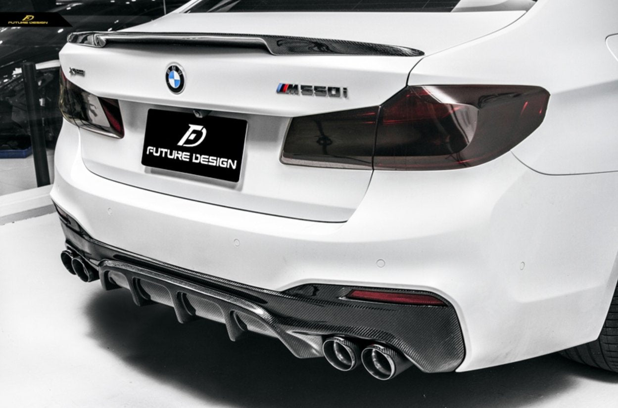 FUTURE DESIGN - BMW 5 SERIES G30 PRE LCI CARBON FIBRE REAR DIFFUSER ( FD STYLE ) - Aero Carbon UK