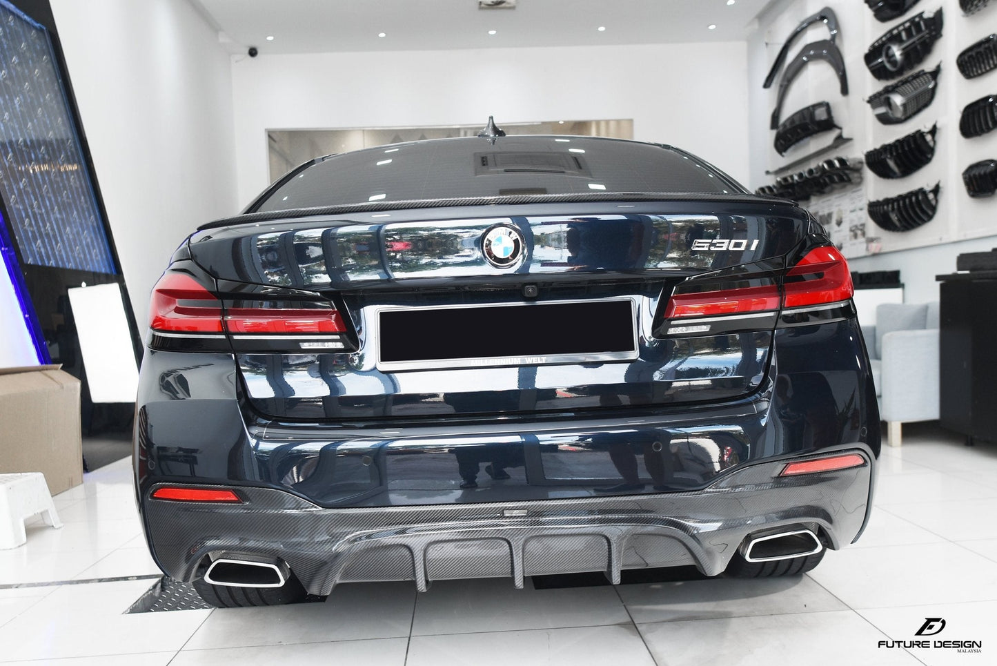 FUTURE DESIGN - BMW 5 SERIES G30 PRE LCI CARBON FIBRE REAR DIFFUSER ( FD STYLE ) - Aero Carbon UK