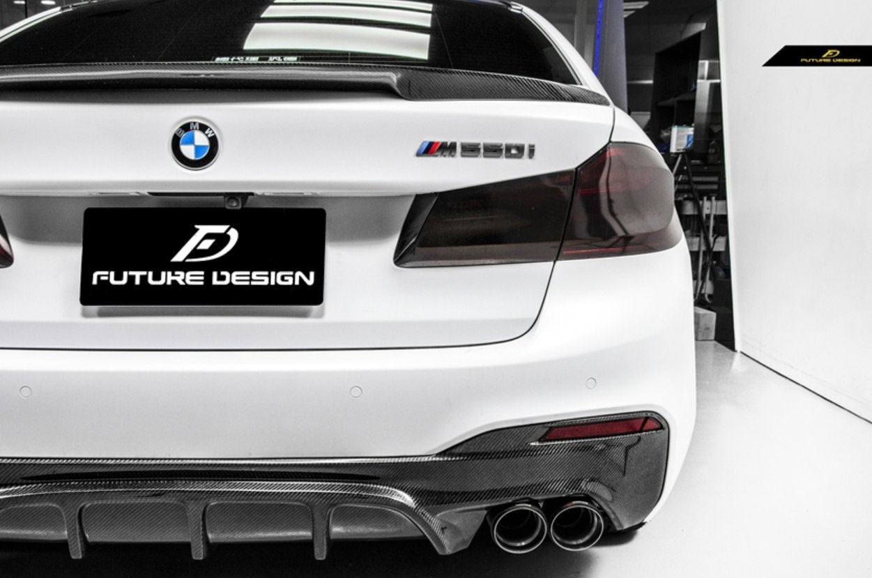 FUTURE DESIGN - BMW 5 SERIES G30 PRE LCI CARBON FIBRE REAR DIFFUSER ( FD STYLE ) - Aero Carbon UK