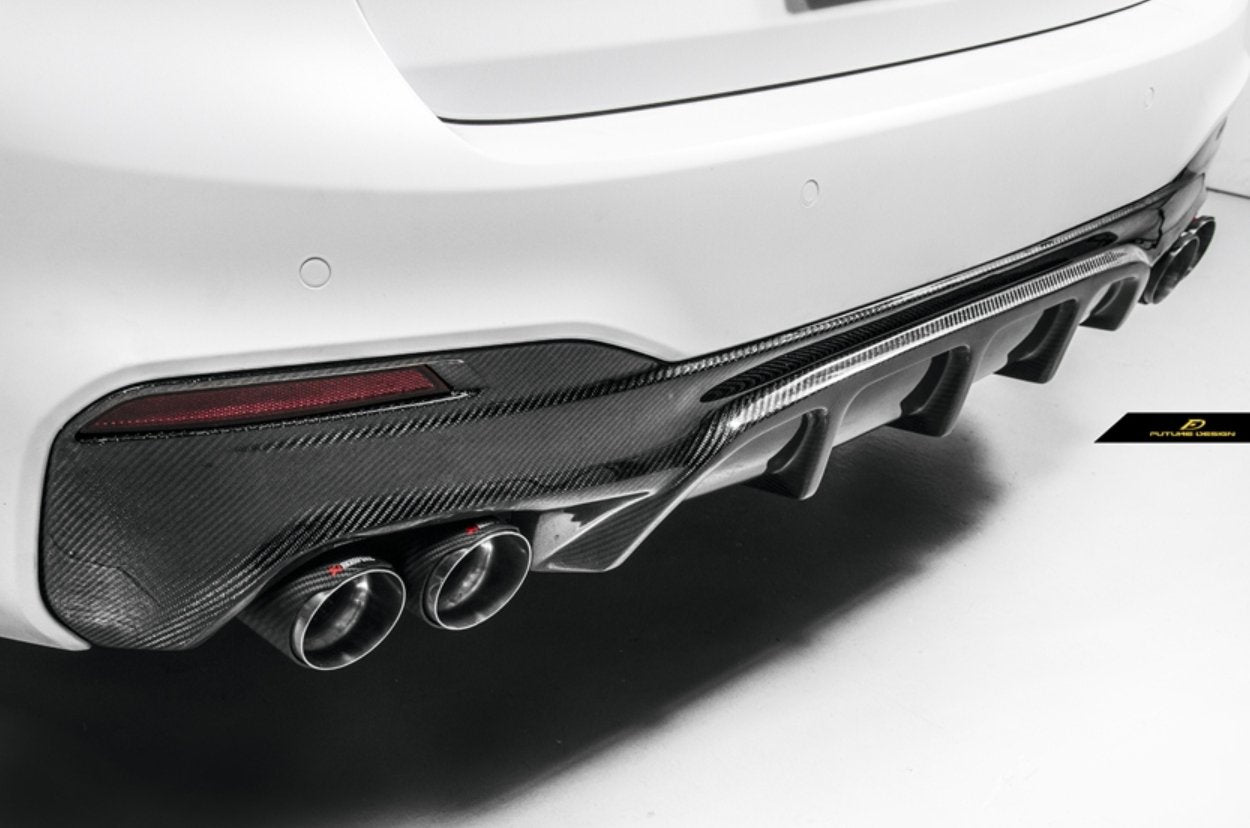 FUTURE DESIGN - BMW 5 SERIES G30 PRE LCI CARBON FIBRE REAR DIFFUSER ( FD STYLE ) - Aero Carbon UK