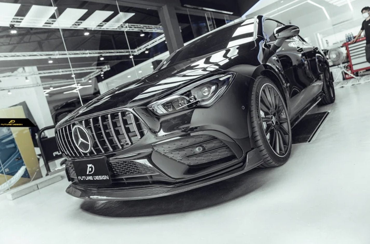 FUTURE DESIGN - MERCEDES BENZ C118 C250 CLA 35 CARBON FIBRE FRONT LIP V2 - Aero Carbon UK