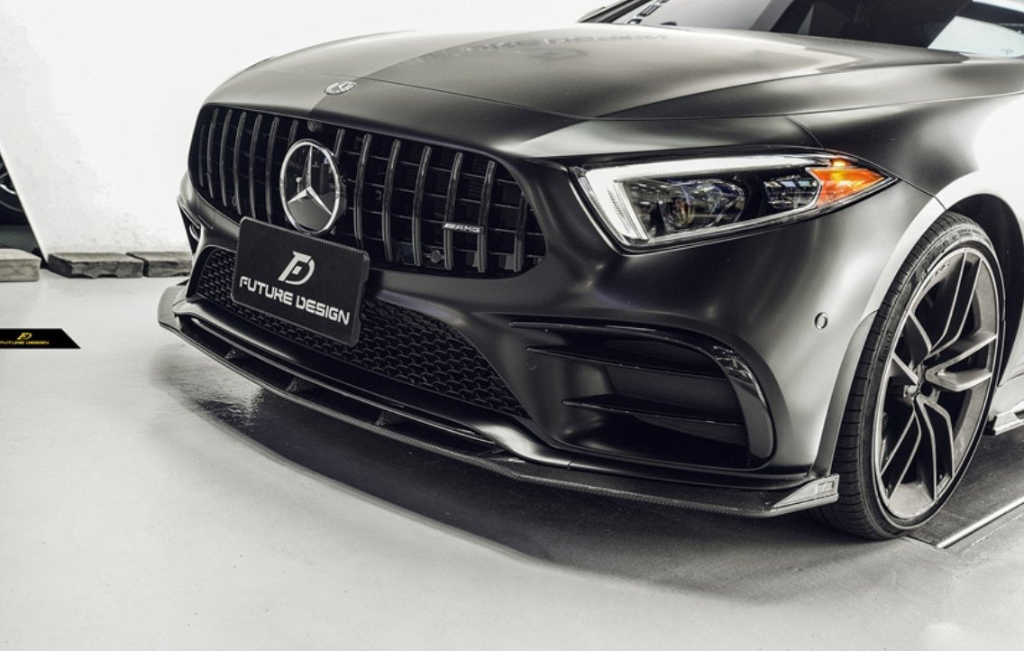 FUTURE DESIGN - MERCEDES BENZ CLS W257 DRY CARBON FIBRE FRONT LIP GTS STYLE - Aero Carbon UK