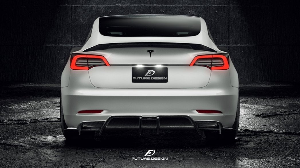 FUTURE DESIGN - TESLA MODEL 3 DRY CARBON REAR DIFFUSER - Aero Carbon UK