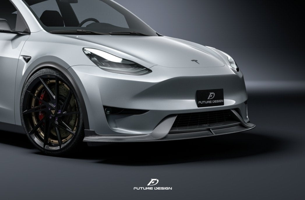 FUTURE DESIGN - TESLA MODEL Y DRY CARBON FIBRE FRONT LIP - Aero Carbon UK