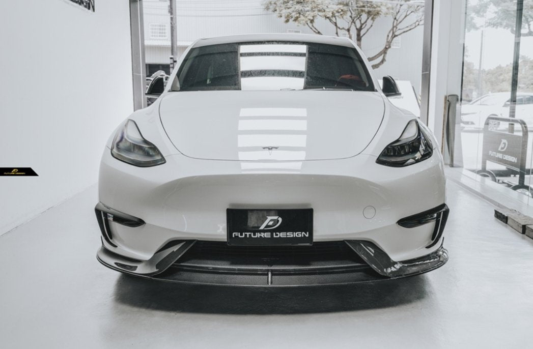 FUTURE DESIGN - TESLA MODEL Y DRY CARBON FIBRE FRONT LIP - Aero Carbon UK