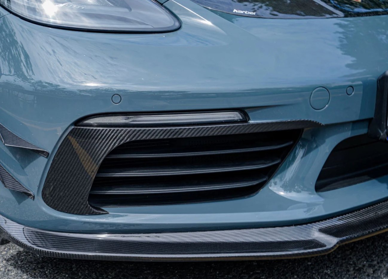 KARBEL - PORSCHE CAYMAN / BOXSTER 718 DRY CARBON FRONT BUMPER VALANCES - Aero Carbon UK