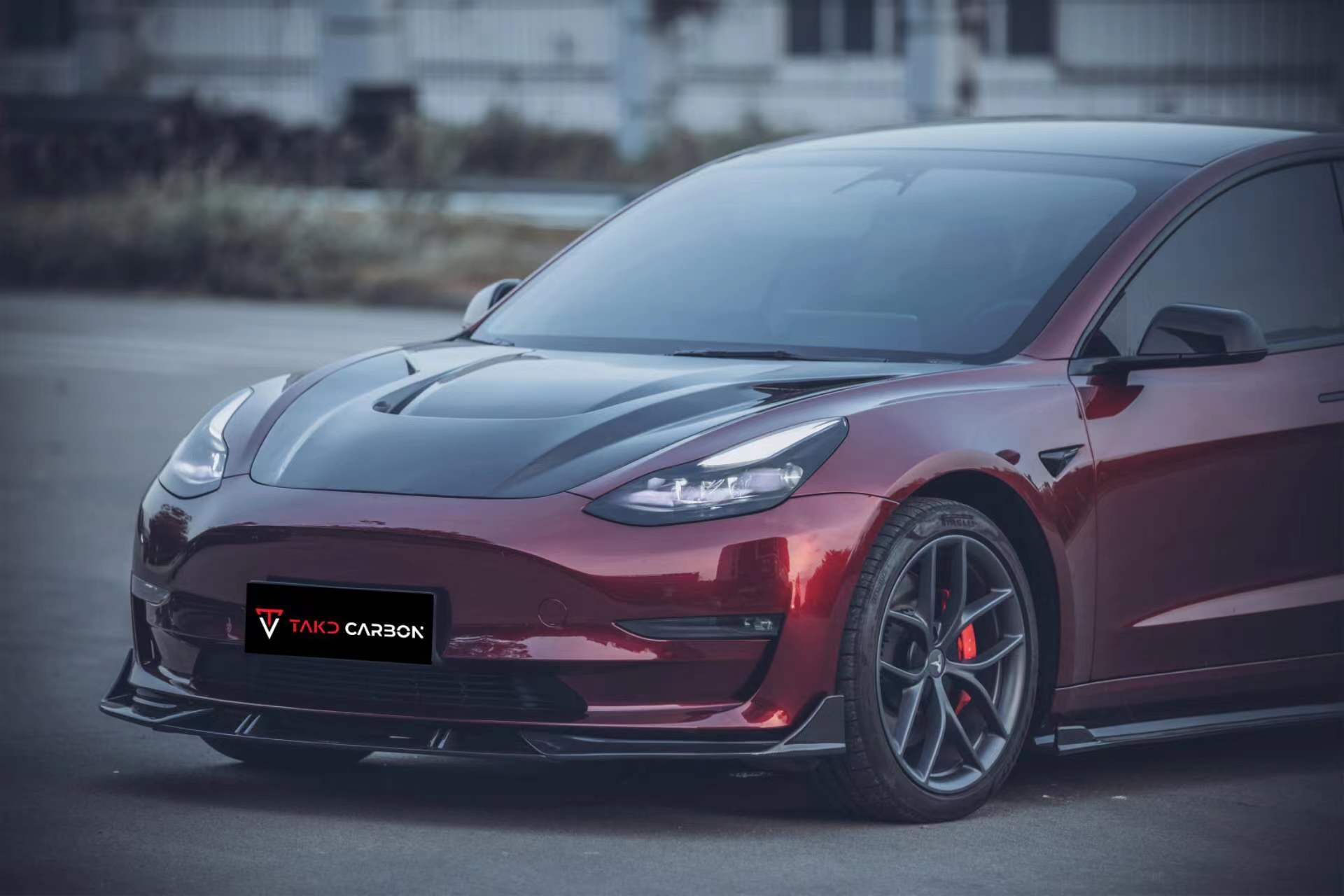 TAKD - TESLA MODEL 3 DRY CARBON FIBRE FRONT LIP - Aero Carbon UK