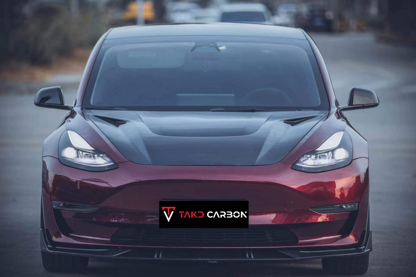 TAKD - TESLA MODEL 3 DRY CARBON FIBRE FRONT LIP - Aero Carbon UK