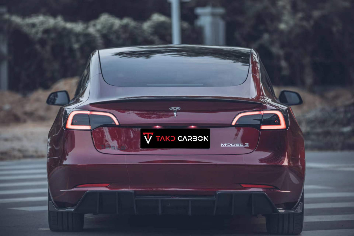 TAKD - TESLA MODEL 3 DRY CARBON FIBRE REAR DIFFUSER - Aero Carbon UK